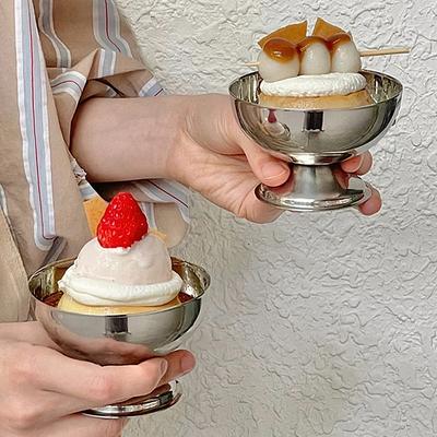 Eisbecher Salatschüssel Edelstahlschüssel Dessert Obstteller Snackschale Partyzubehör