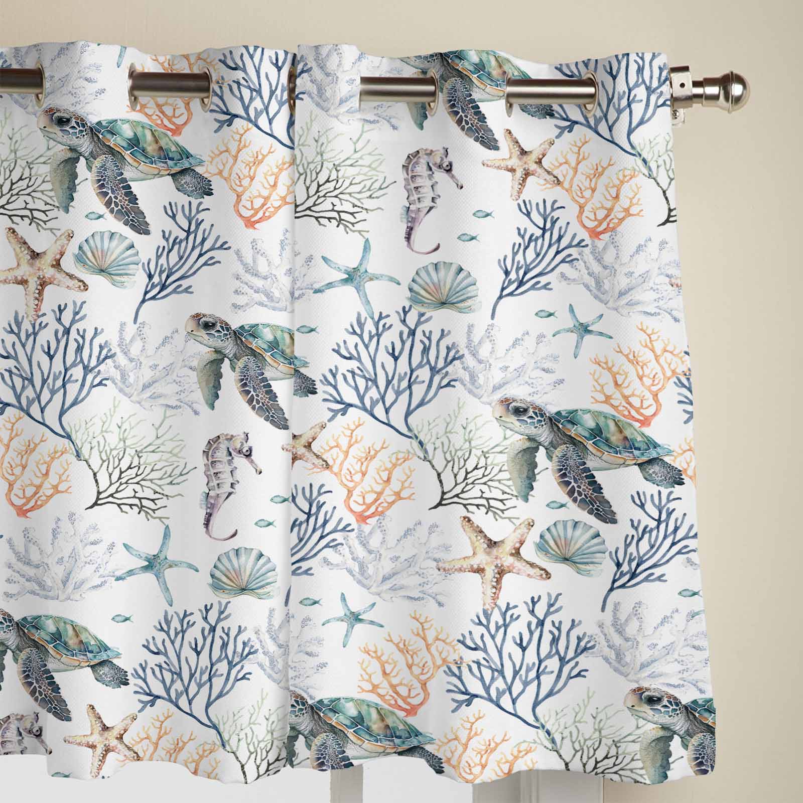 Летние океанские черепаховые коралловые оконные шторы для гостиной — фото 4