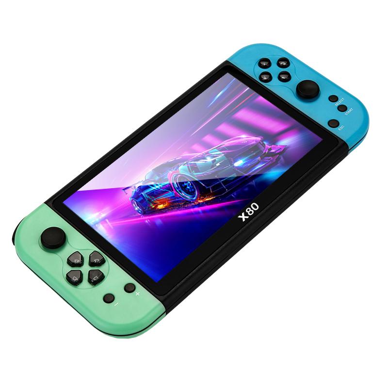 

X80 7-дюймовий HD екран Портативна ігрова консоль 20000 ігор Відеоігрова консоль Green Blue