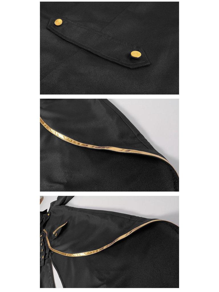 2025 Men's Medieval Gold-Trimmed Evening Tailcoat Costume for Stage Performance