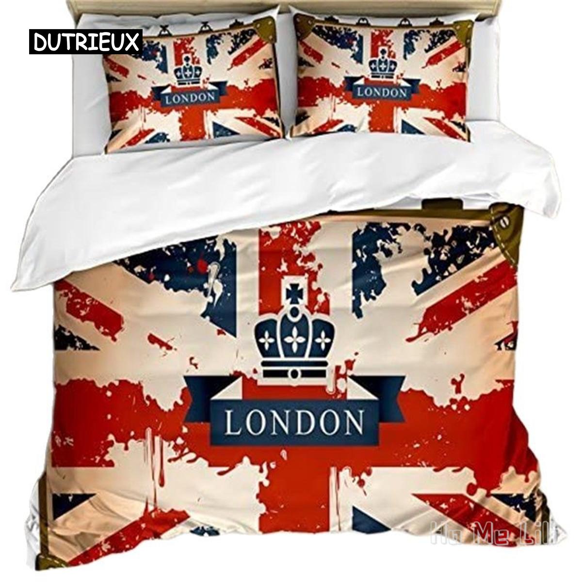 

Пододеяльник в стиле «Королева и Королева» в британском стиле с британскими элементами для подростков и взрослых с изображением Лондонского моста и Биг-Бена из полиэстера EU single(135x200cm)