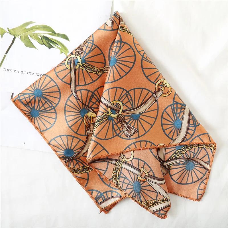 50x50 Square Scarf Hair Tie Band For Business Party Women Elegant Small Vintage Skinny Retro Head Neck Silk Satin Scarf Present