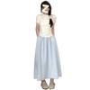 Women's Summer Blue Polka Dot High-Waisted A-Line Versatile Simple Slimming Mid-Length French Style Umbrella Skirt Trendy