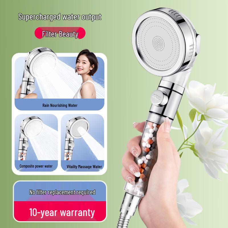 Pressurized Negative Ion Filter Shower Head with Water Heater, Purification Dechlorination for Bath Faucet