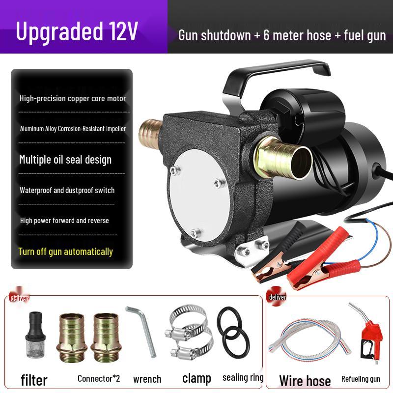 Electric Oil Pump 12v/24v Universal, 220v Diesel Pump, Self-Priming Refueling System