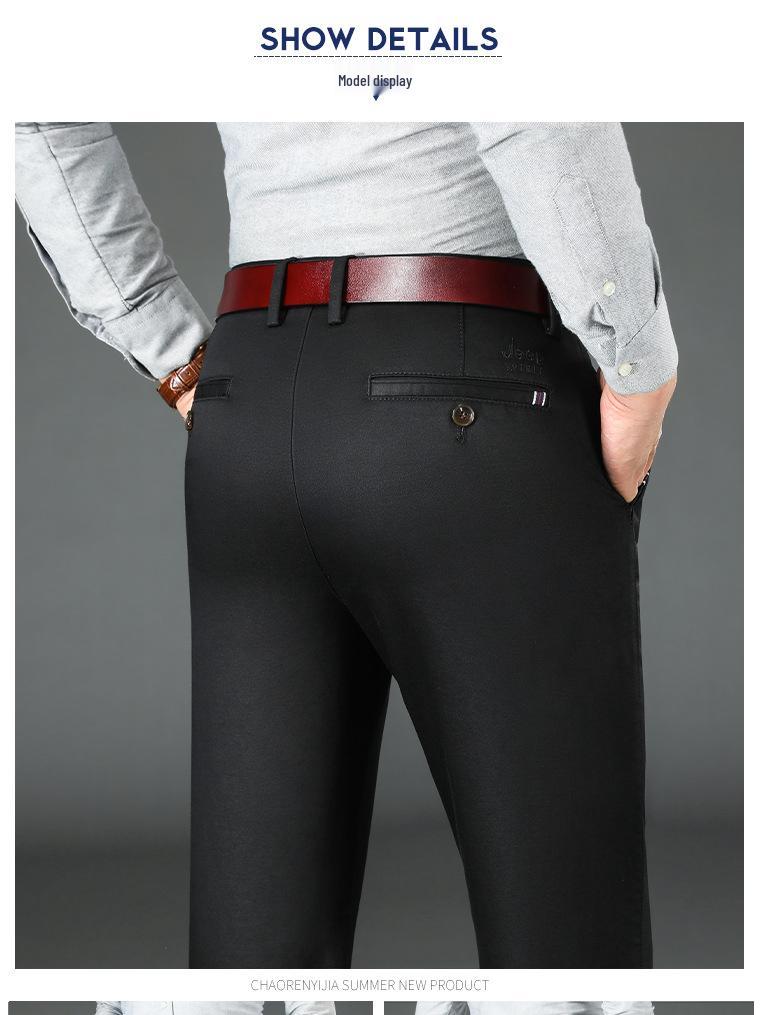 Men's Autumn/Winter Casual Gray Stretch Cotton Pants, Straight-Leg, Loose-Fit, Mid-Rise, Solid Color, Durable, Military Green J856A.