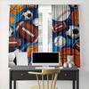 Printed Curtains with Patterns of Football, Basketball and Rugby, Window Decorations, Home Decorations and Room Decorations