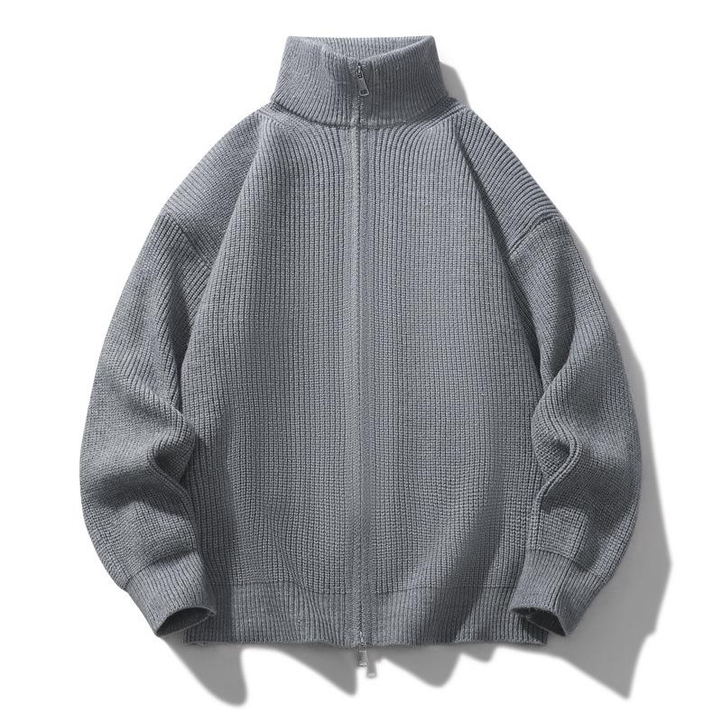 Cardigan Zipper Sweater Jacket Men's Autumn and Winter Lazy Thickened Casual Loose Turtleneck Knitted Sweater Men
