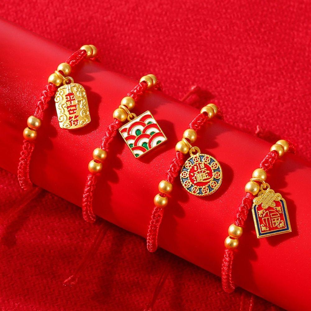 Chinese Style Snake Year Bracelet Hand Rope Fortune Bracelet Retro Lucky Red Rope  Couple
