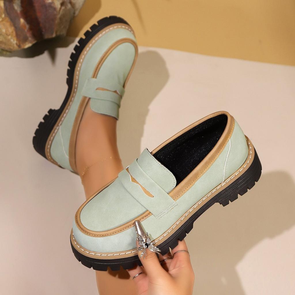 Fashion New Fashionable Height-increasing Spring and Autumn Loafers, Brushed British Small Leather Shoes, Thick-soled Retro Single Shoes