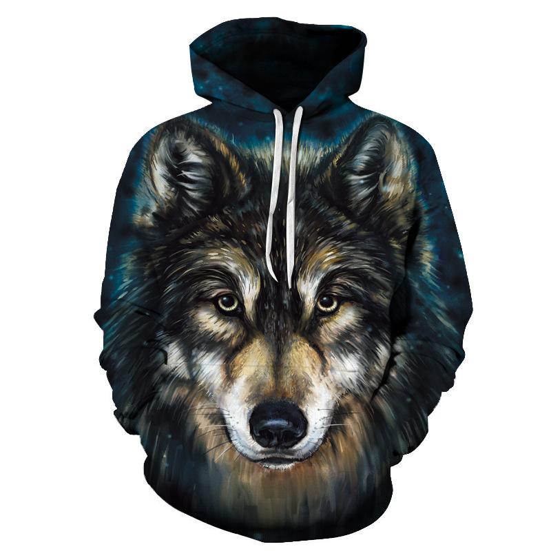3D Sweater Digital Printing Personalized Wolf Head Pullover Hoodie Casual Sweater