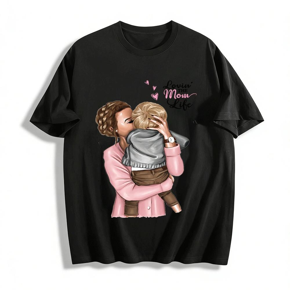 

Lovin The Mom Life Mother And Child Print Casual Top Pure cotton T-shirt XXS