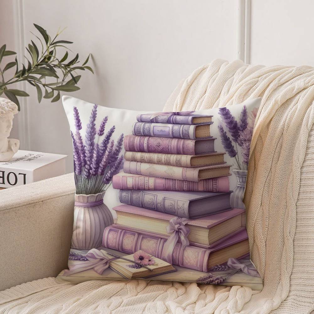 Kissenbezug mit Lavendel-Thema Heimdeko Überwurf für Sofa Bett Auto Raumdeko Geschenkidee