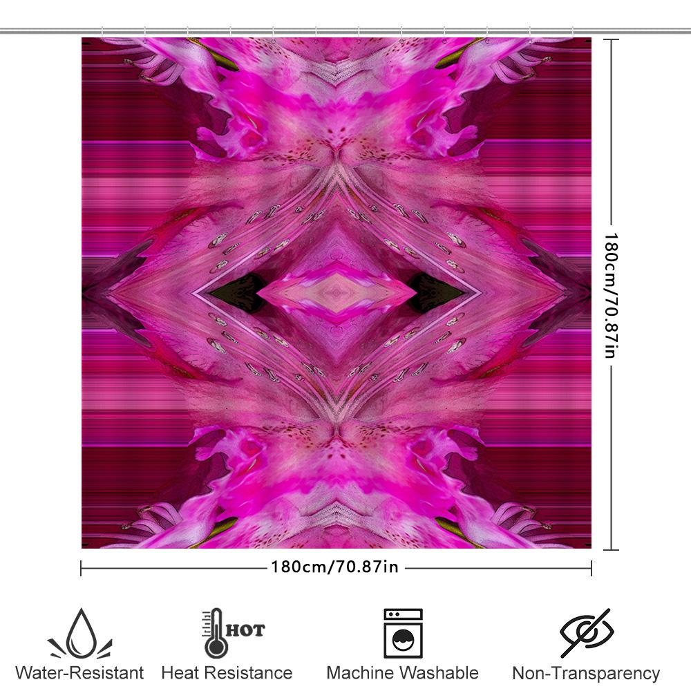 Pink Flower Shower Curtain Modern Style Floral Print Bathroom Decor Waterproof Fabric Decorative Rain Shower Panel Xsmall Size (