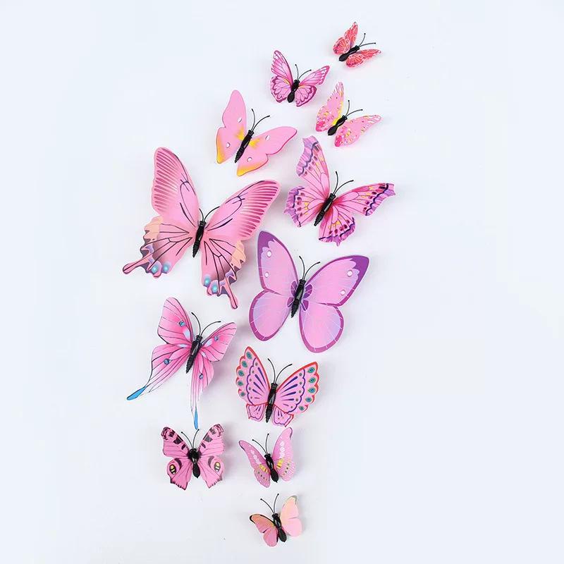 12 Single-Layer 3D Butterfly Stickers for Creative Home and Kids' Room Wall Decor