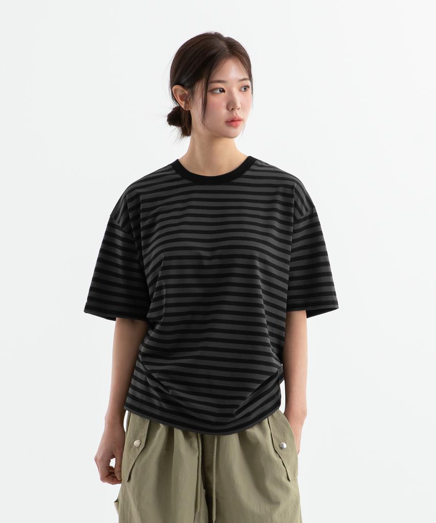 BRENSON Oversized 1:1 Striped Short Sleeve Tee ( 5 Colors )