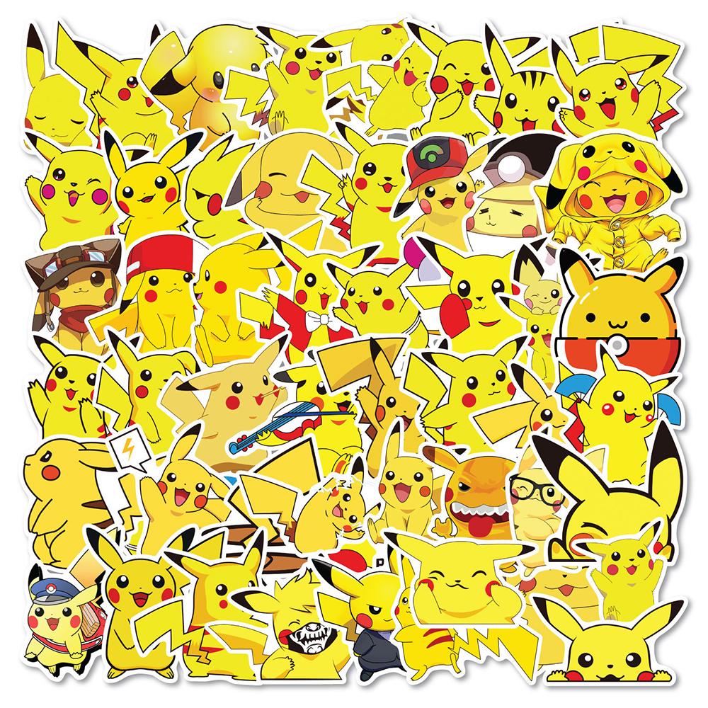 10/30/50pcs Funny Cartoon Pikachu Stickers Cute Anime  Decals Waterproof DIY Suitcase Notebook Phone Car Graffiti Sticker