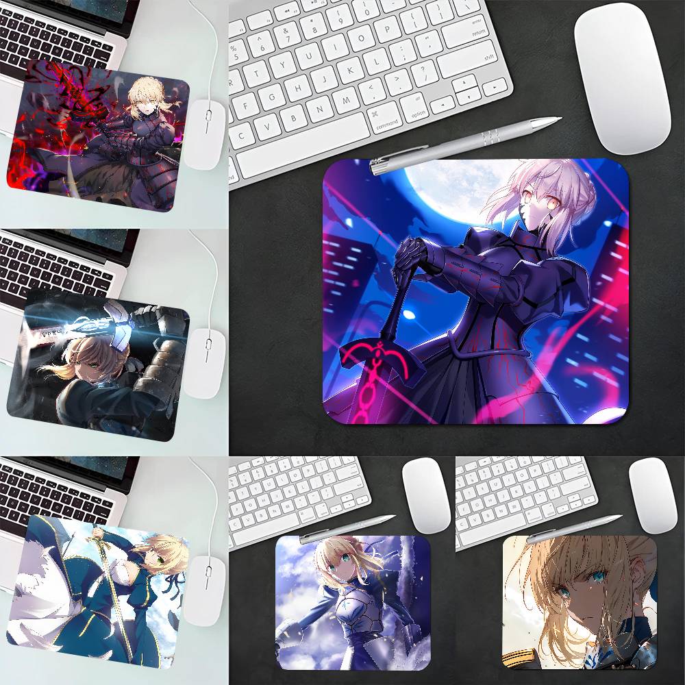 Tappetino Mouse Gioco Fate Stay Night Saber Bordo Piccolo Lock Mouse Pad Per Giocatori Tappetino Scrivania Computer Rettangolare Gomma Antiscivolo