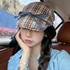 Unique Vintage Bow Tie Plaid Newsboy Cap Women Sweet Summer Thin Breathable Fashion Reversible Beret Cap