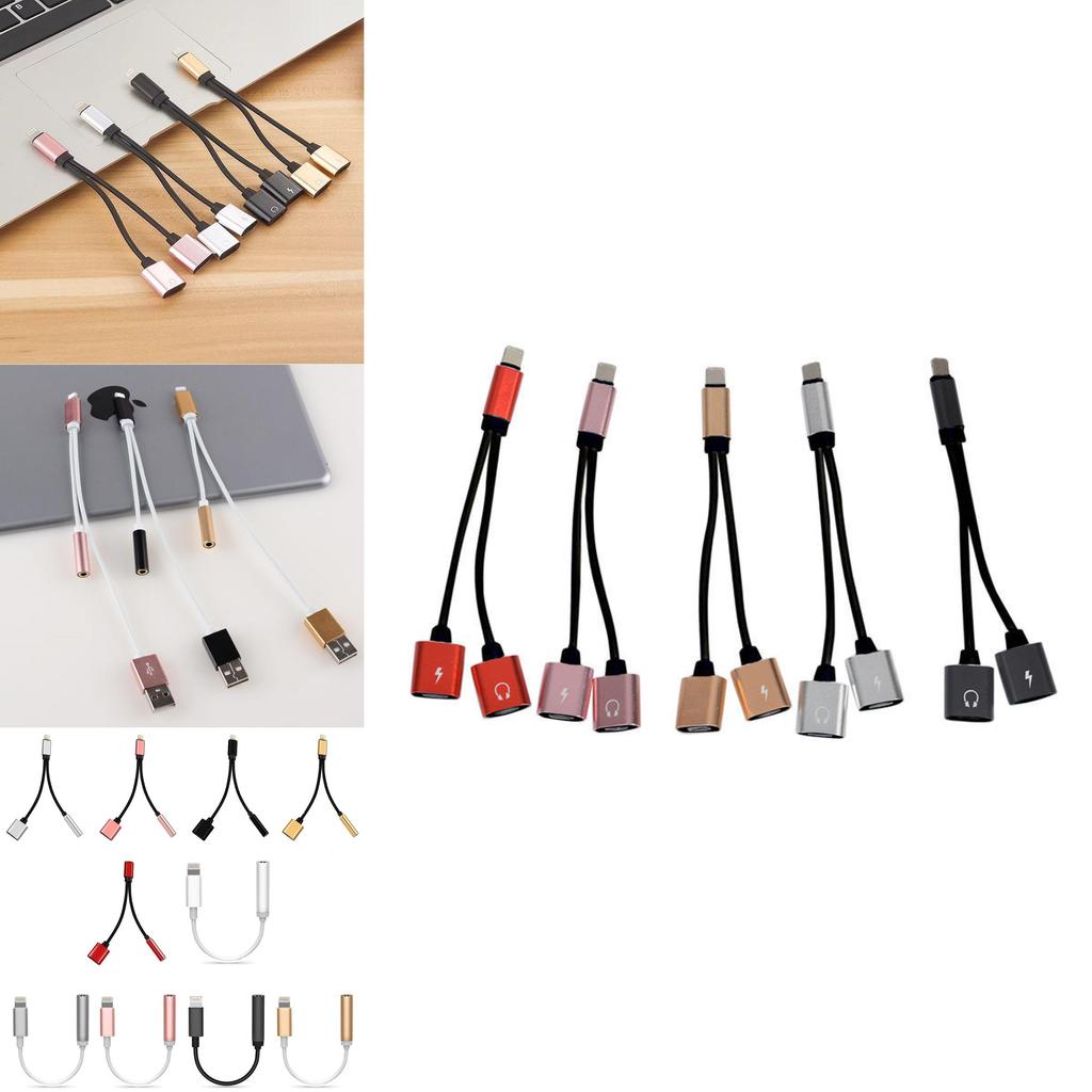 Apple Iphone 7 8 Dual Lightning Adapter With Silver Exterior For Earphone Connectivity