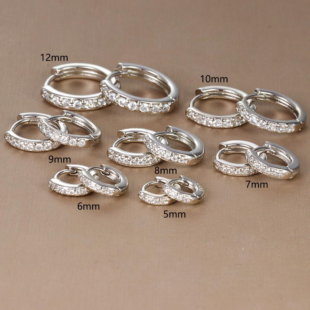 2PCS Minimal Crystal Zirconia Stainless Steel Hoop Earrings Small Huggie Thin Cartilage Earring Helix Tragus Piercing Jewelry