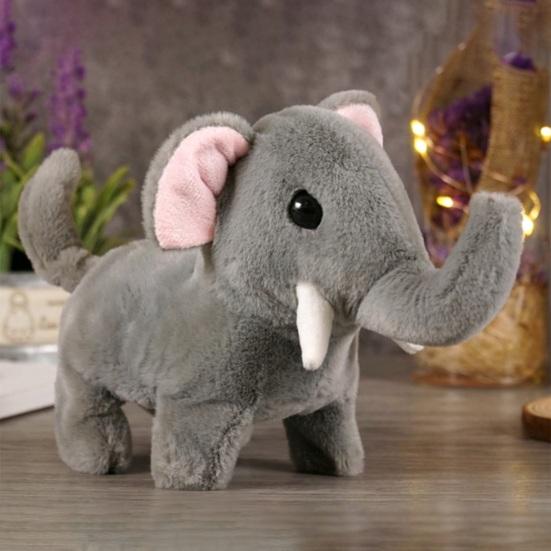 Kids Electric Plush Animal Toy Walking Tail Wagging Interactive Elephant Sheep Cow Panda Plushie Toy Toddlers Educational Simulation Animal Toy