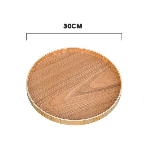 Rundes Tablett im japanischen Stil Servierplatte für Speisen Holz Snack Dessertteller Teebrett Natur Tee Speisen Serviergeschirr Getränkeplatte WF