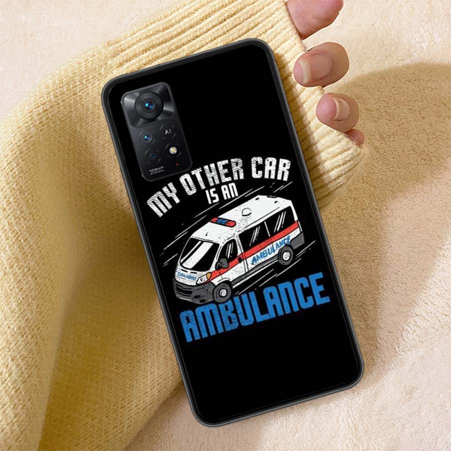 Paramedic Ambulance Wee Woo Phone Case For Redmi Note 13 14 15 Pro Plus 12 13C 12C 15C 9 10 10C 9T 9C 9A TPU Soft Cover Clear Ce