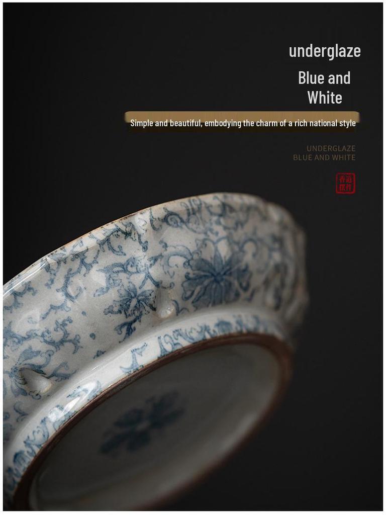 Chinese Retro Blue and White Ceramic Incense Burner Ornament