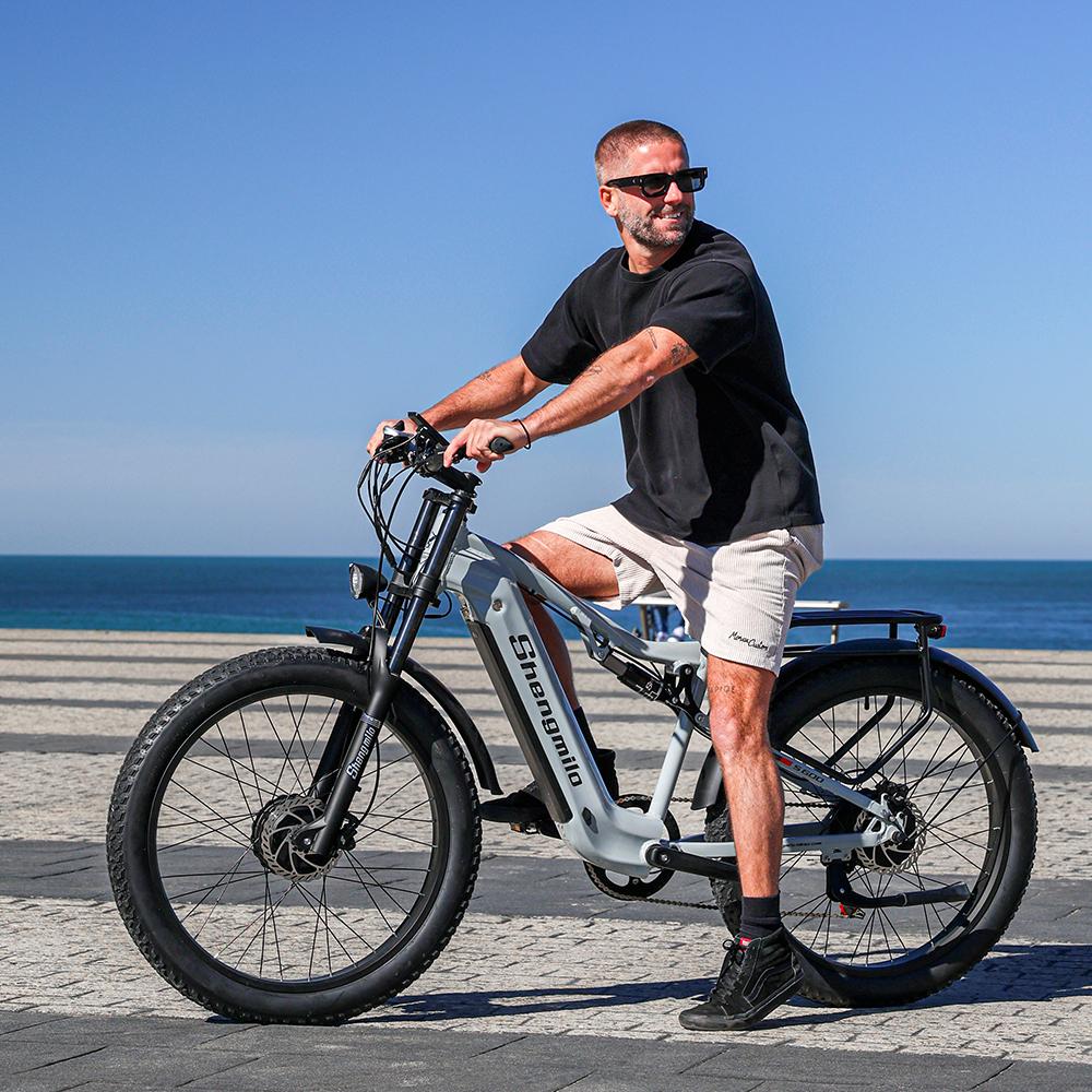 Shengmilo S600 Electric Bike - 2x1000W Dual Motors, 48V 17.5Ah Battery, 26" Fat Tires, Dual Suspension, Hydraulic Brakes, 40-60km Range