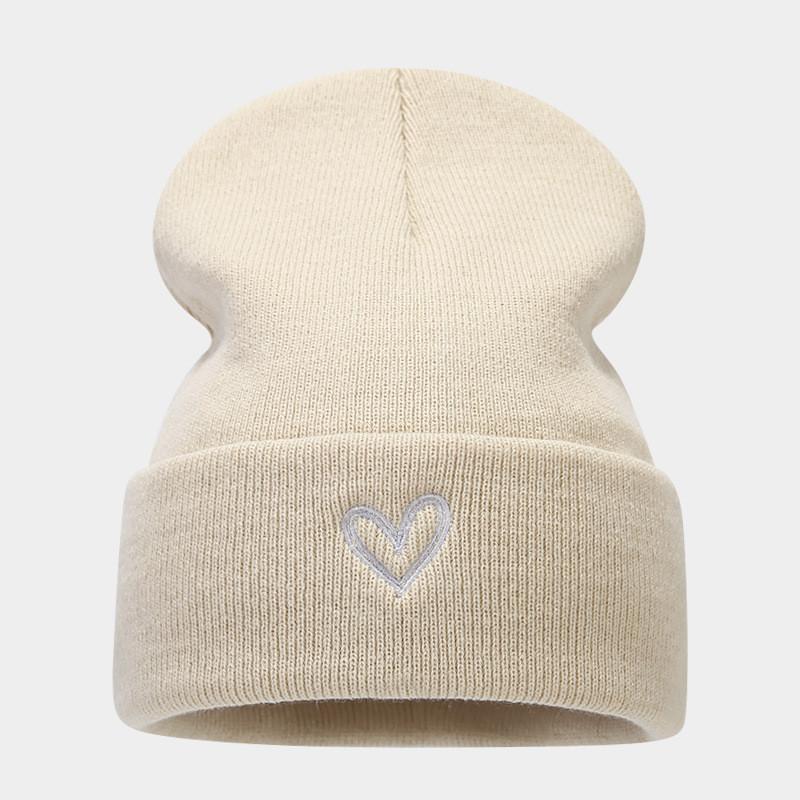 Thickened Heart Design Knit Hat For Men And Women Winter Wear