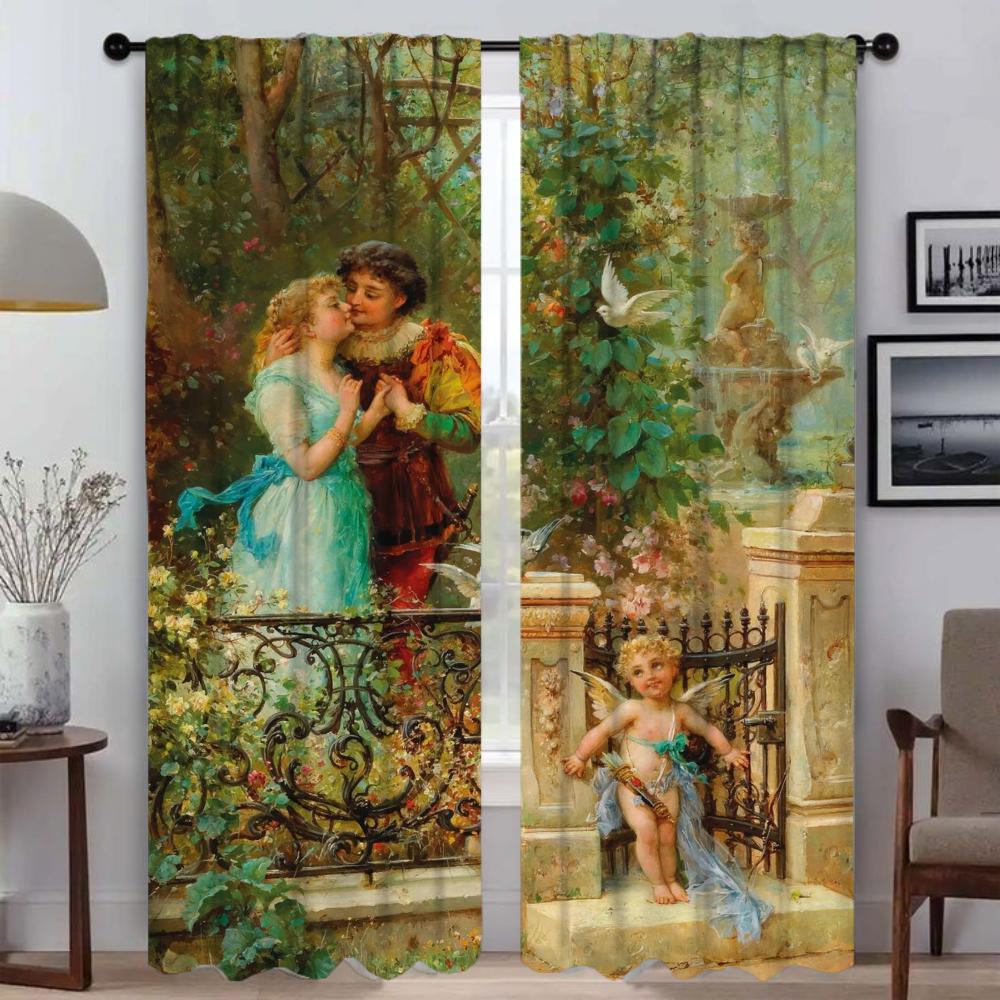 Vorhänge für Innenräume 2 Stück Vektorielle Malereien Vorhänge für Schlafzimmer Wohnzimmer Vorhang Halloween Dekoration Jalousien Küche