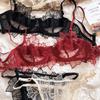 Set di biancheria intima francese Set di reggiseno con ricamo di fiori di pizzo sexy Intimo da donna Mutandine di lingerie bralette traspiranti ultra sottili estive