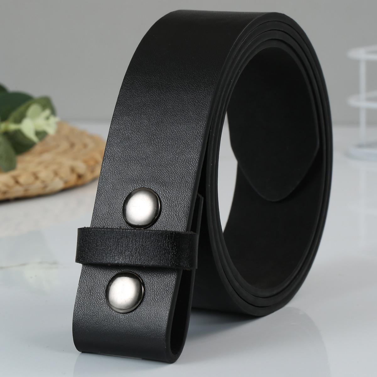 

Men S Black Button Belt Body Board Buckle Headless Belt Belt Belt 130cm чорний
