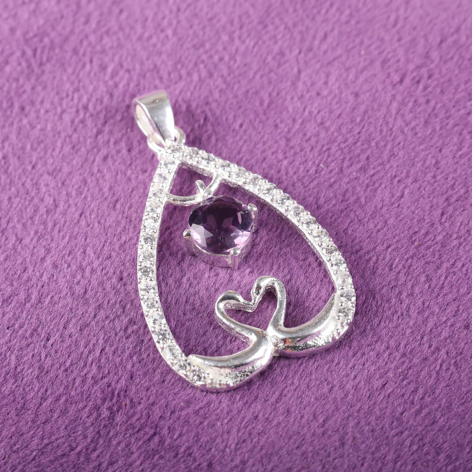 

Редкий Аметист Драгоценный Камень 925 Стерлинговое Серебро Ювелирные Изделия Циркон Подвеска 1.27 Для Подарка CZP-4-12