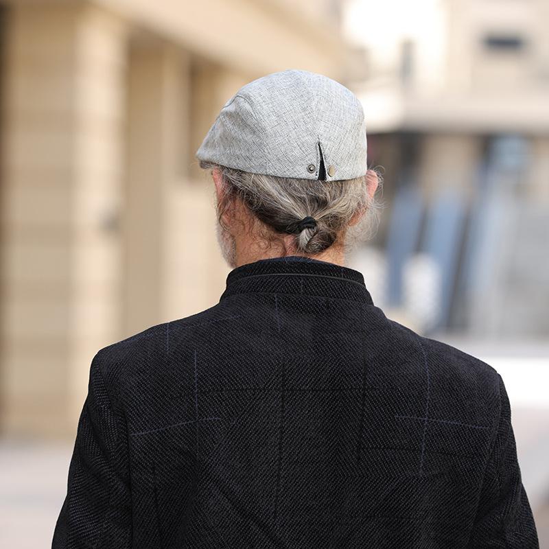 Cotton and Linen Forward Cap Men's Simple Retro Duck-teak Cap Autumn Hat Literary Youth Beret Old Man Cap