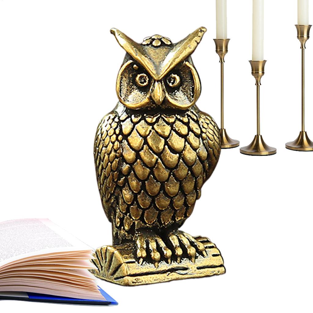 Mini Brass Owl Shaped Storage Rack Ornament Cute Animal Sculpture Home Decorations Retro Owl Table Centerpieces Decoration