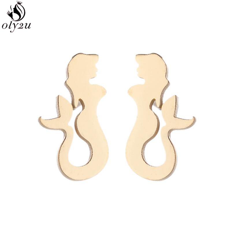 Funny Stainless Steel Gingerbread Man Earring Cartoon Ghost Ear Jewelry Girls Delicate Mermaid Fairy Earrings Gifts Accessories
