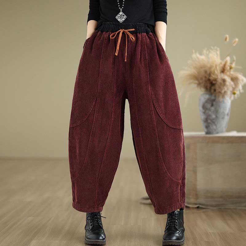 Bukser for kvinner Høy midje Lange bukser Plussstørrelse Dobbelt lag Fortykket Ensfarvet Allsidige Fritidsbukser