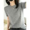 Short-sleeved Knitwear Women O-neck T-shirt Wool Cotton Blend Pullover Vest Sprig Summer Bottoming Tops Sweater Solid Soft