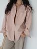 Autumn Light Pink Layered Loose Shirt Jacket - Korean Style Women's Fashion
