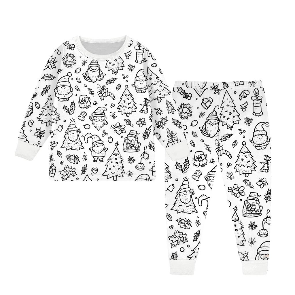 Kids Colorable Pants Set Boys Girls Funny DIY Hand Painted 2 Piece Outfits Cartoon Coloring Clothing Sets