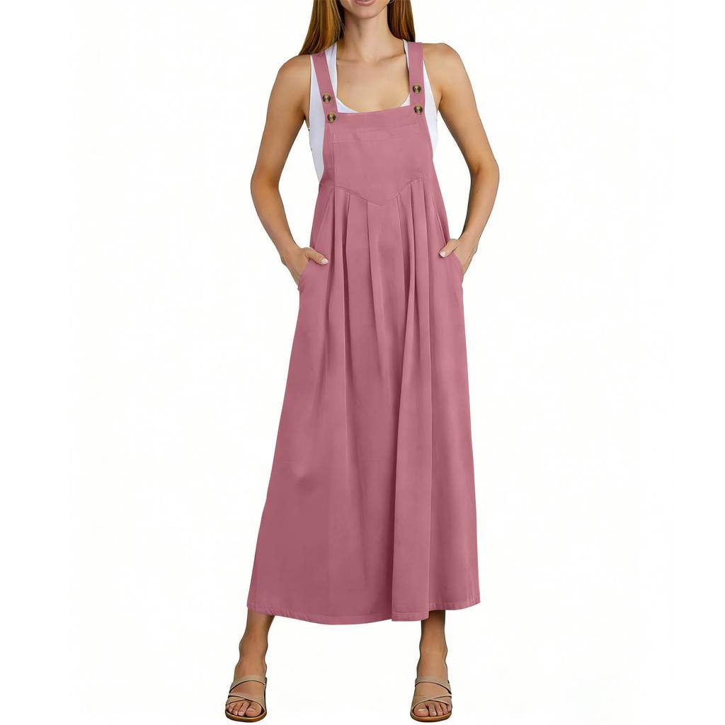 Dames Jurk, Eendelig, Kleur, Casual En Losse Pasvorm, Vintage Met Spaghettibandjes, Gemaakt Van Katoen En Linnen Mix.