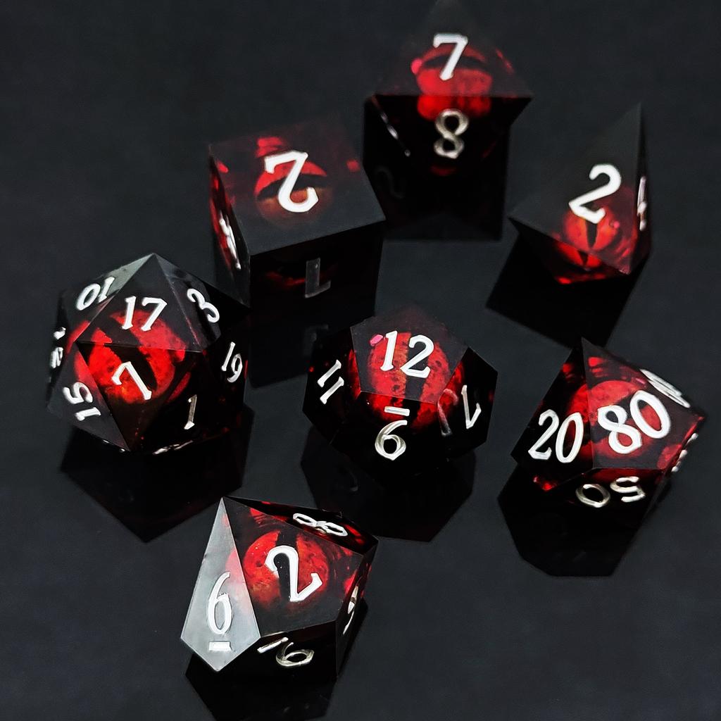 7 szt./zestaw DND D20 Płynne Kostki Flow Eye do COC Dungeon and Dragon Pathfinder RPG Gry Fabularne Zabawki na Imprezę Akcesoria