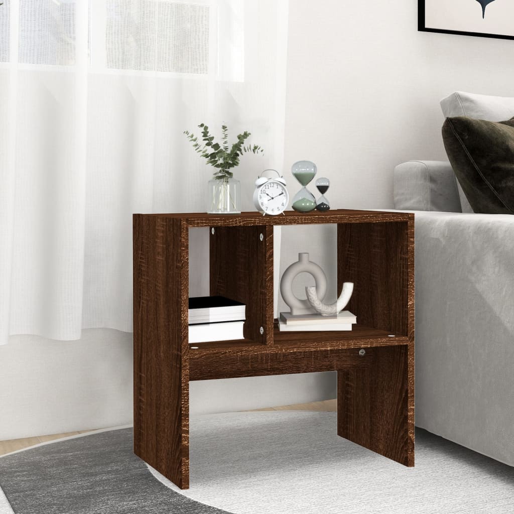 Side Table Brown Oak Look 50 X 30 X 50 Cm Engineered Wood
