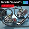 Quad Core 9D Surround Sound Gaming Earphones Type C&3.5mm Wired In-ear Earbuds Deep Bass Headphones Sports Headsets for Samsung