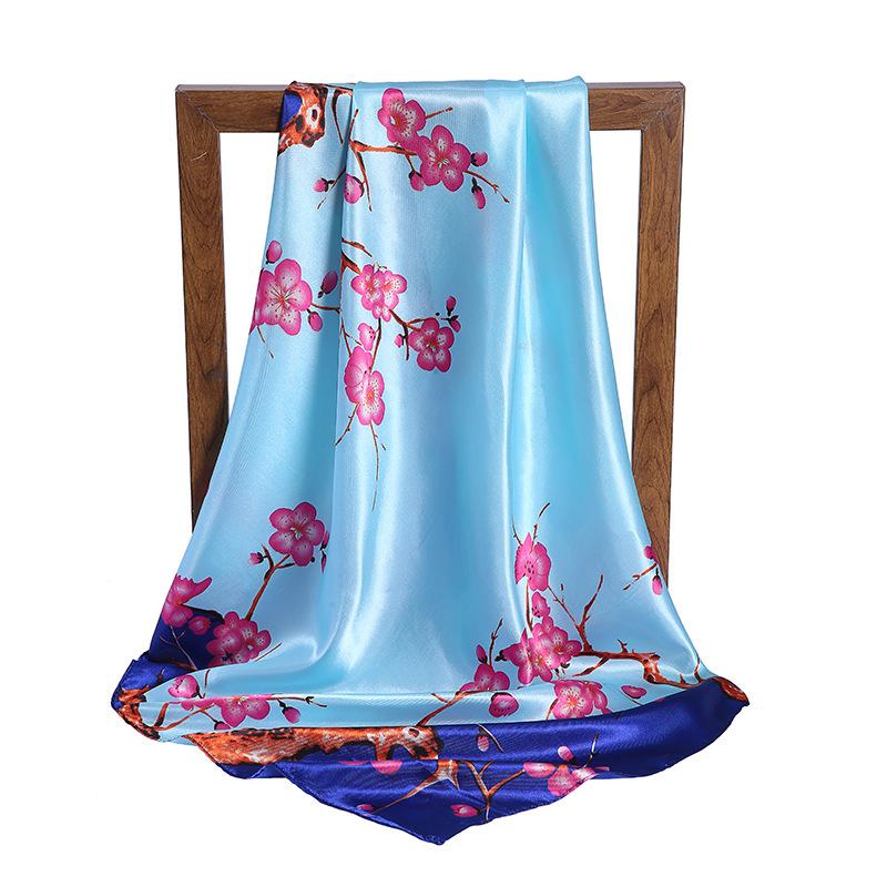 Gefleckter Satin Damen Frühling und Sommer Seidenimitat Schal Bedruckter Kleiner Quadratischer Schal Geschenk Europäischer und Amerikanischer Schal Stola