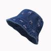 New Autumn Embroidery Butterfly Stars Washed Denim Bucket Hat For Women Casual Retro Outdoor Summer Sun Hats Fisherman Cap Gift