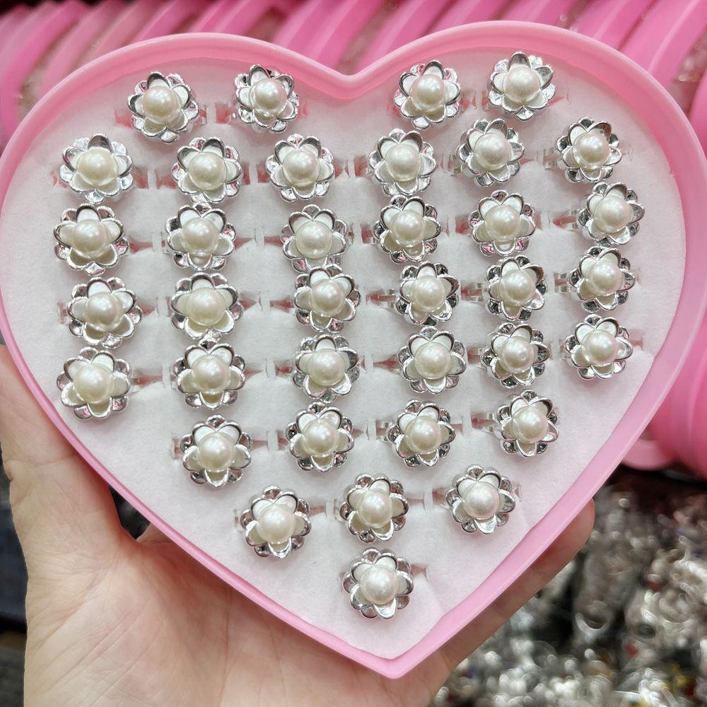 10pcs/Lot Cute Children's Cartoon Rings Glitter Flower Fruit Shape Plastic Adjustable Ope Excluding boxes