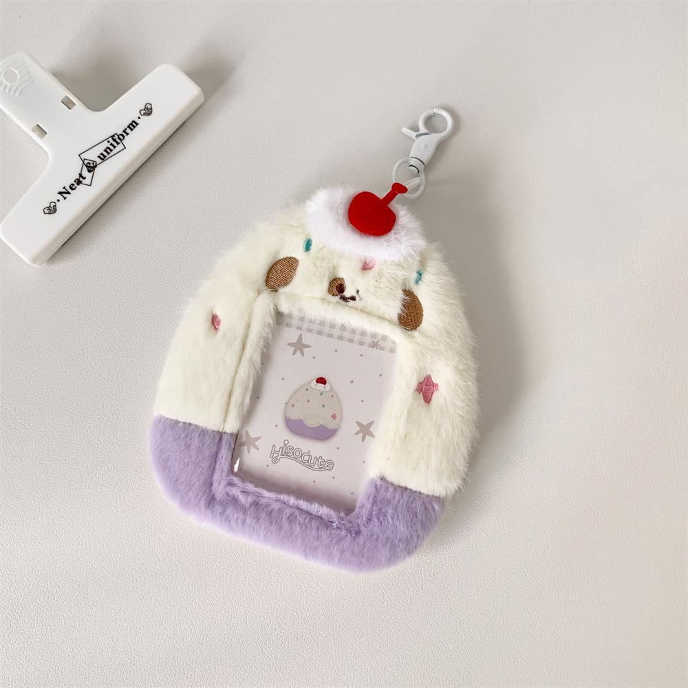 Kawaii Plush Penguin Po Card Holder Macaron Clashing Color K-Pop Idol Po Card Protector Fits 3inch Pos for Girls